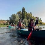 Groupe de voyageurs en canoë dans le Vexin