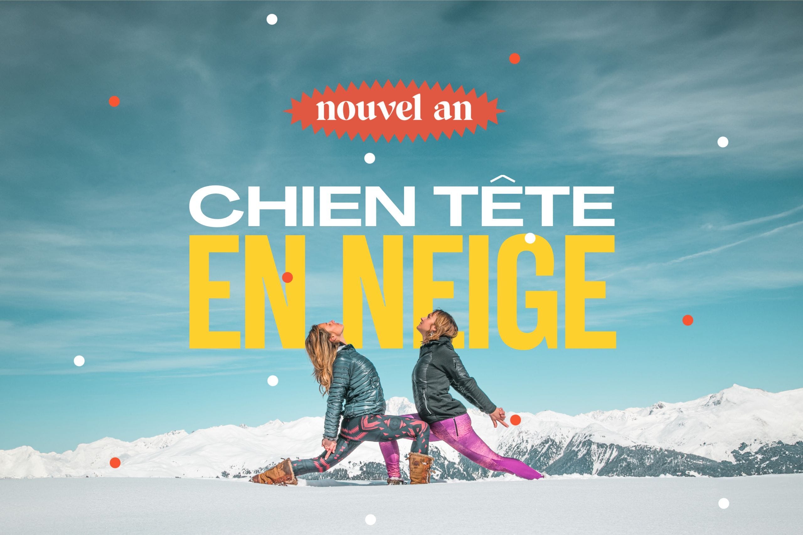 Chien tête en neige  : Nouvel An yoga du froid et randonnée raquettes en Vanoise